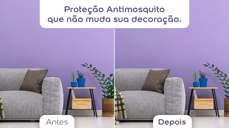 Imagem ilustrativa com a parede pintada antes da aplicação do Verniz Antimosquito e depois do uso do produto, a diferença é indetectável. Proteção para sua casa contra o mosquito da Dengue.